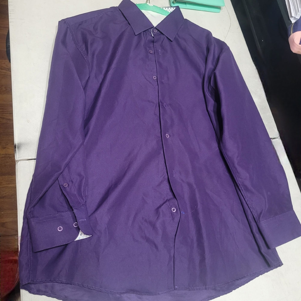 Nine West Professional Purple Button-Down Dress Shirt